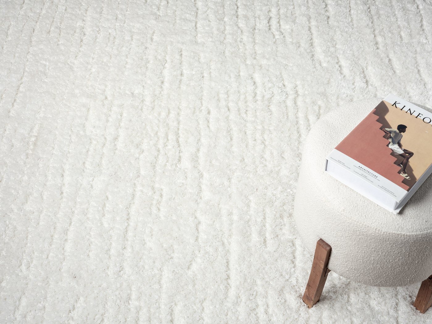 Vimoda Hochflor-Teppich Shaggy Langflor, weich & küschlich Teppich Wohnzimmer Weiß, Rechteckig, Höhe: 30 mm, 3D Motiv, Raute, luxuriöser Look für Wohnzimmer, Ki – Bild 5 von 5