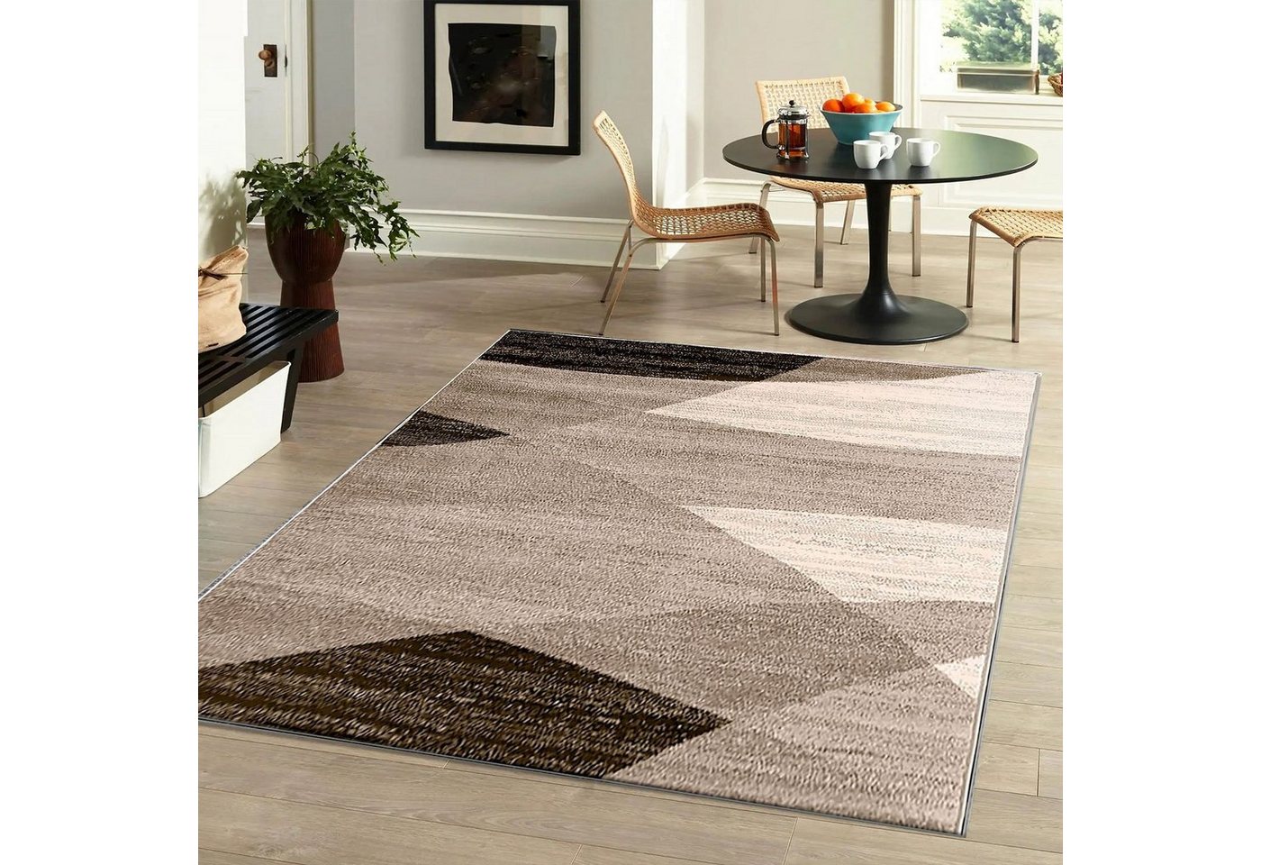 Vimoda Läufer Wohnzimmer Teppich Kurzflor, geometrisches Look, Rechteckig, Höhe: 5 mm, Läufer Moderner Meliert Muster für Küche und Schlafzimmer – Bild 3 von 5