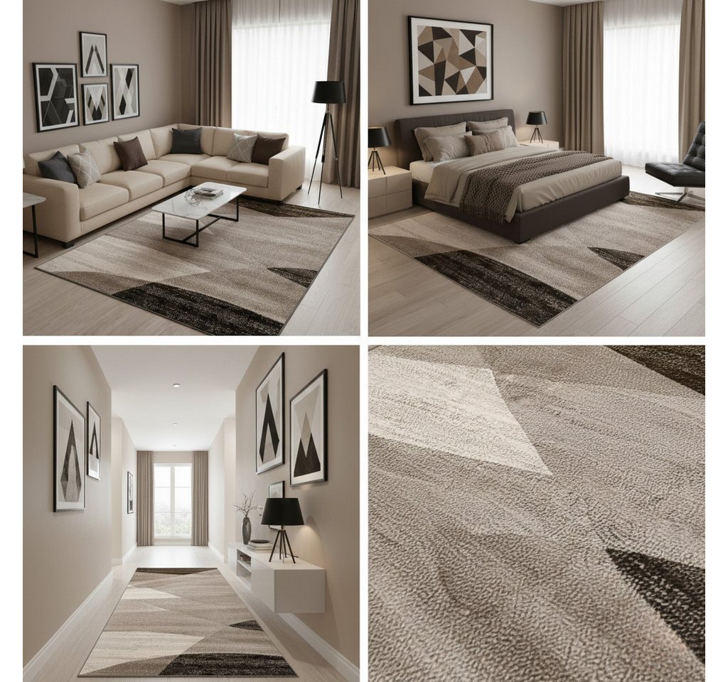 Vimoda Läufer Wohnzimmer Teppich Kurzflor, geometrisches Look, Rechteckig, Höhe: 5 mm, Läufer Moderner Meliert Muster für Küche und Schlafzimmer – Bild 5 von 5