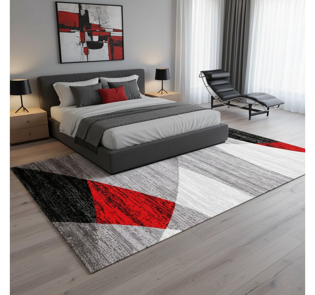 Vimoda Läufer Wohnzimmer Teppich Kurzflor, geometrisches Look, Rechteckig, Höhe: 5 mm, Läufer Moderner Meliert Muster für Küche und Schlafzimmer – Bild 4 von 5