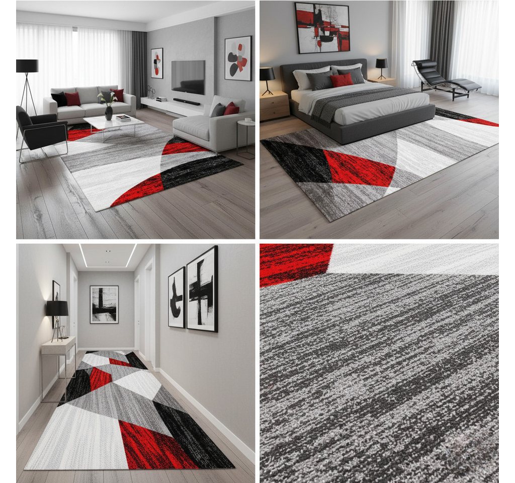 Vimoda Läufer Wohnzimmer Teppich Kurzflor, geometrisches Look, Rechteckig, Höhe: 5 mm, Läufer Moderner Meliert Muster für Küche und Schlafzimmer – Bild 5 von 5