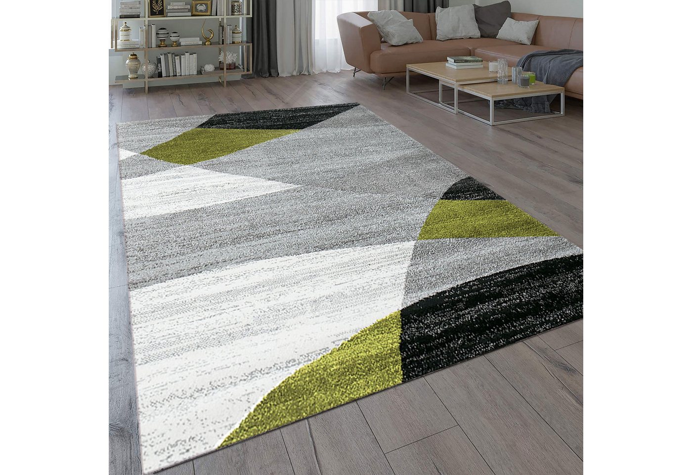 Vimoda Läufer Wohnzimmer Teppich Kurzflor, geometrisches Look, Rechteckig, Höhe: 5 mm, Läufer Moderner Meliert Muster für Küche und Schlafzimmer – Bild 3 von 5