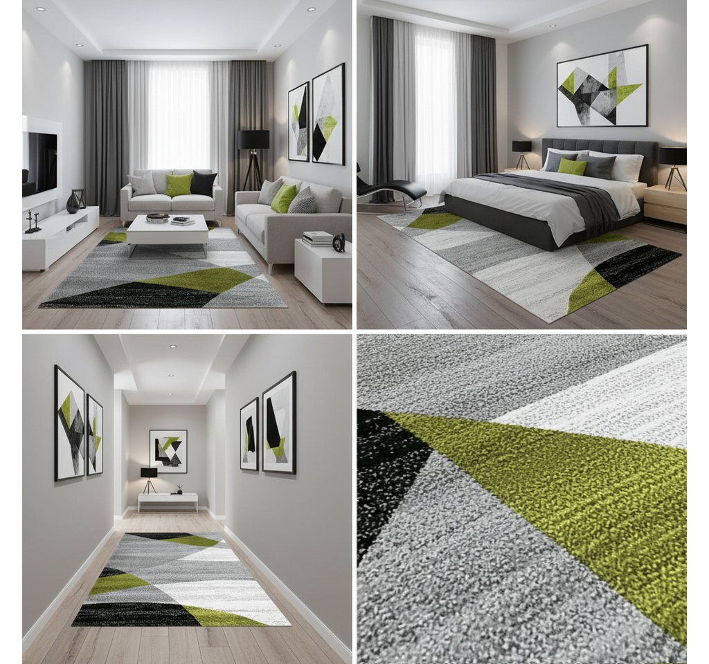 Vimoda Läufer Wohnzimmer Teppich Kurzflor, geometrisches Look, Rechteckig, Höhe: 5 mm, Läufer Moderner Meliert Muster für Küche und Schlafzimmer – Bild 4 von 5
