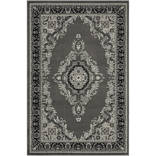 Vimoda Orientteppich Kurzflor Ornamentaler Wohnzimmerteppich, rund, Höhe: 6 mm, orientalischer klassisch Läufer, mit Bordüre, in Grau