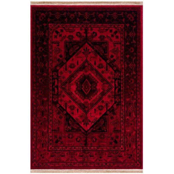 Vimoda Orientteppich ROYAL, in modern Rot mit eleganten Fransen luxuriös, ca. 2500 g/m², rechteckig, Höhe: 10 mm, weich, pflegeleicht, orientalisches Muster, fü