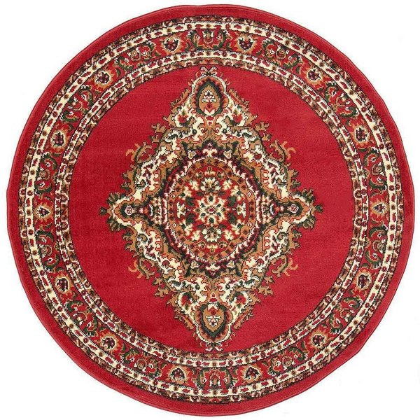 Vimoda Orientteppich Rund Teppich kurzflor, Rund, Höhe: 8 mm, Orientalisch, Klassisch,Rot Wohnzimmerteppich
