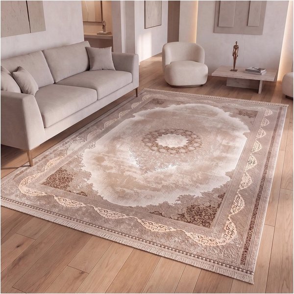 Vimoda Orientteppich Salsa, moderner orientalischer Klassiker Look, Rechteckig, Höhe: 13 mm, Teppich kurzflor modern, dicht, weich, Wohnzimmer, Schlafzimmer, Fl