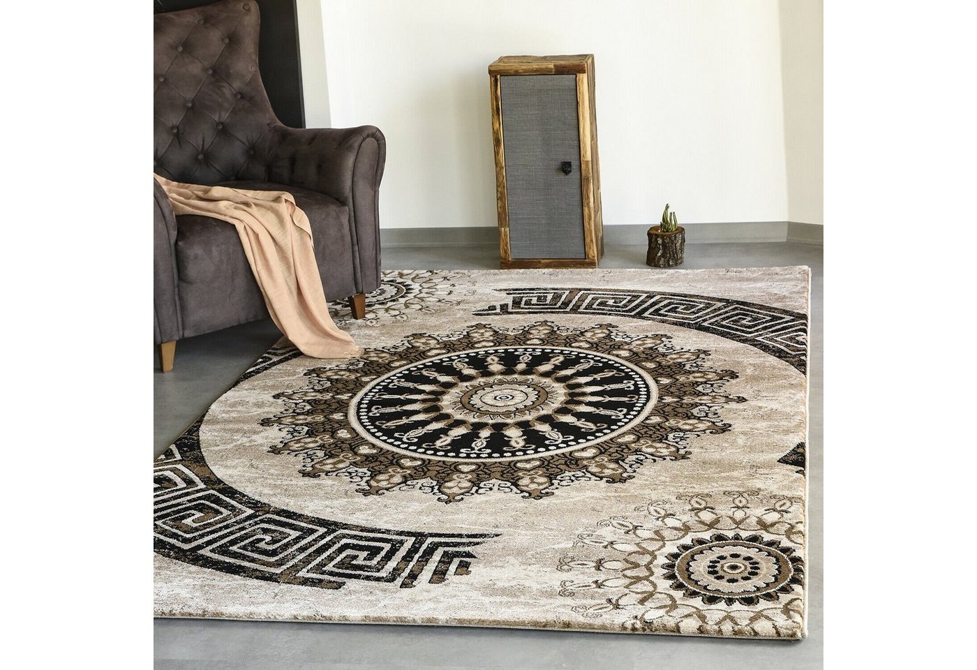 Vimoda Orientteppich Teppichwohnzimmer Medallion Spezielles Design, Rechteckig, Höhe: 11 mm, Dick & Robust, Pflegeleicht, Läufer Wohnzimmer in Braun – Bild 2 von 5
