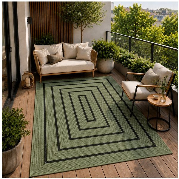 Vimoda Outdoorteppich Ventura, wetterfest robust kurzflor teppich Balkon Terrasse Küche, Rechteckig, Höhe: 5 mm, In- & Outdoor geometrisches Design Teppich wasc