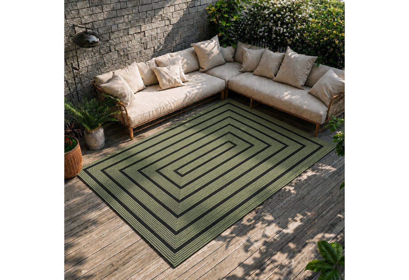 Vimoda Outdoorteppich Ventura, wetterfest robust kurzflor teppich Balkon Terrasse Küche, Rechteckig, Höhe: 5 mm, In- & Outdoor geometrisches Design Teppich wasc – Bild 3 von 5