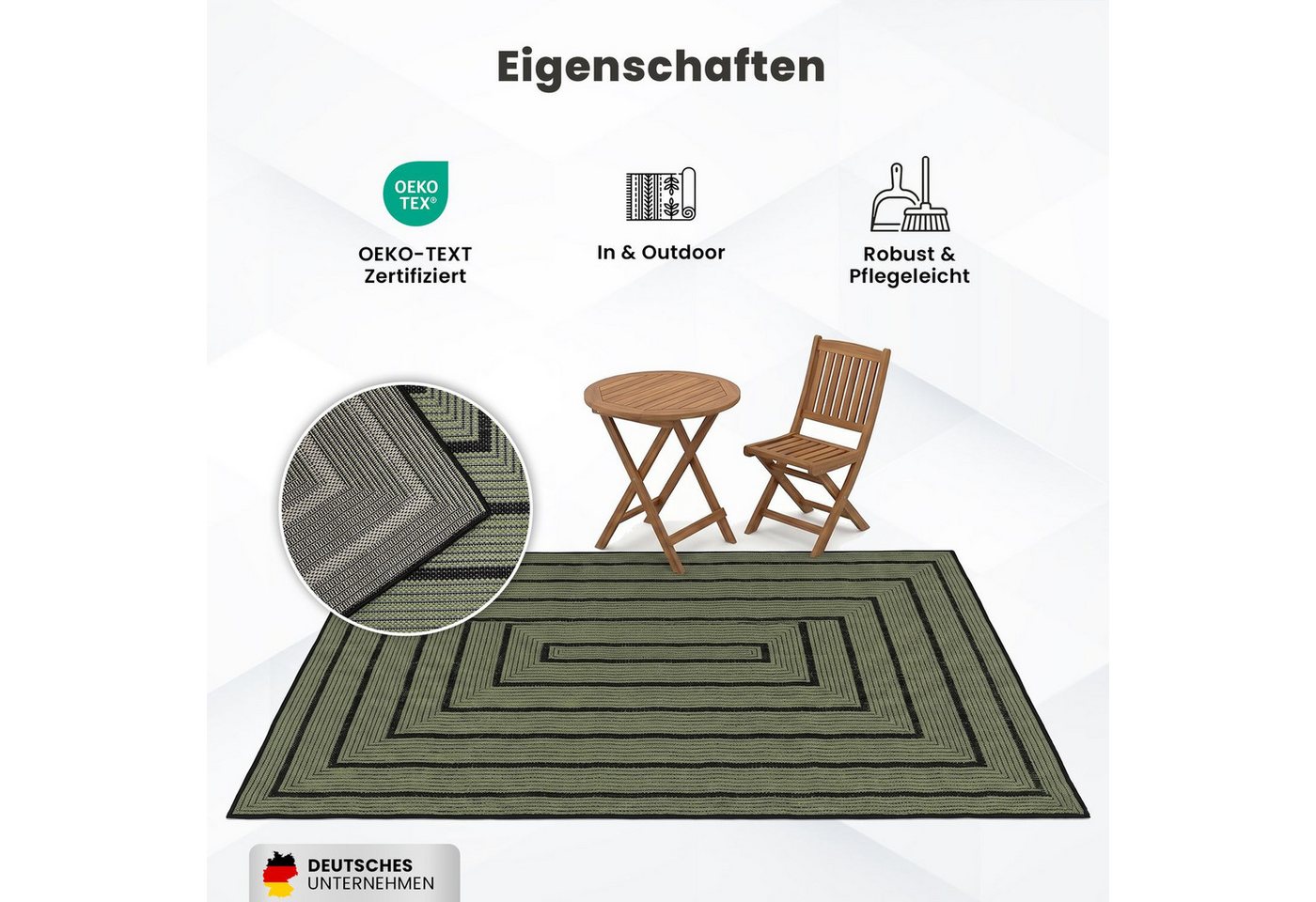 Vimoda Outdoorteppich Ventura, wetterfest robust kurzflor teppich Balkon Terrasse Küche, Rechteckig, Höhe: 5 mm, In- & Outdoor geometrisches Design Teppich wasc – Bild 4 von 5