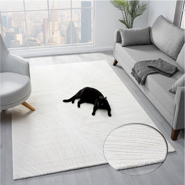 Vimoda Teppich Boho Design Unifarbe Hoch-Tief-Effekt, Rechteckig, Höhe: 6 mm, Teppich 3D Hoch-Tief-Effekt Modern für Esszimmer, Flur & Schlafzimmer