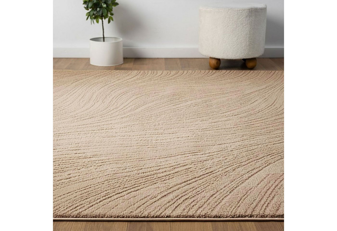 Vimoda Teppich Boho Design Unifarbe Hoch-Tief-Effekt, Rechteckig, Höhe: 6 mm, Teppich 3D Hoch-Tief-Effekt Modern für Esszimmer, Flur & Schlafzimmer – Bild 4 von 4