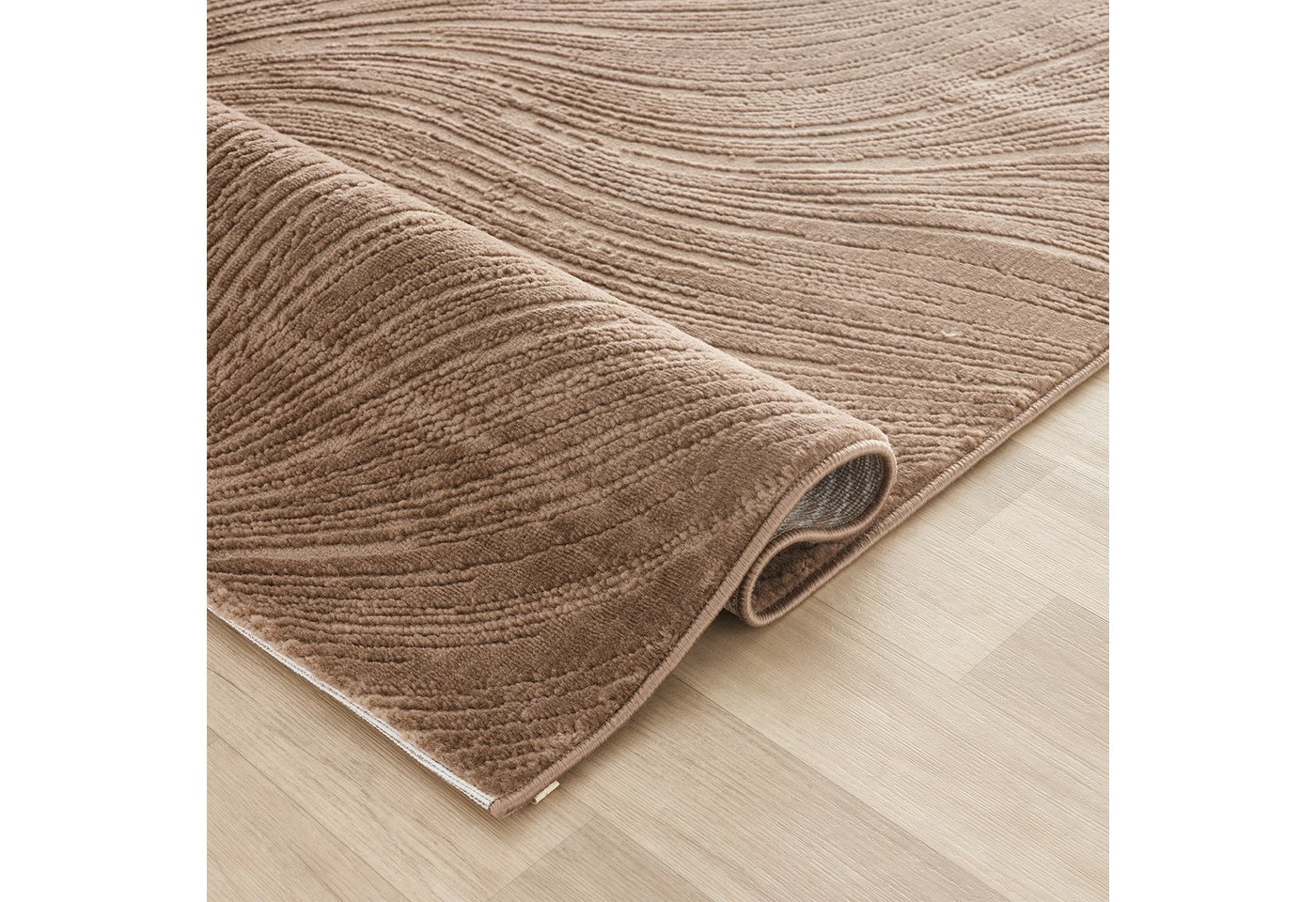 Vimoda Teppich Boho Design Unifarbe Hoch-Tief-Effekt, Rechteckig, Höhe: 6 mm, Teppich 3D Hoch-Tief-Effekt Modern für Esszimmer, Flur & Schlafzimmer – Bild 3 von 5