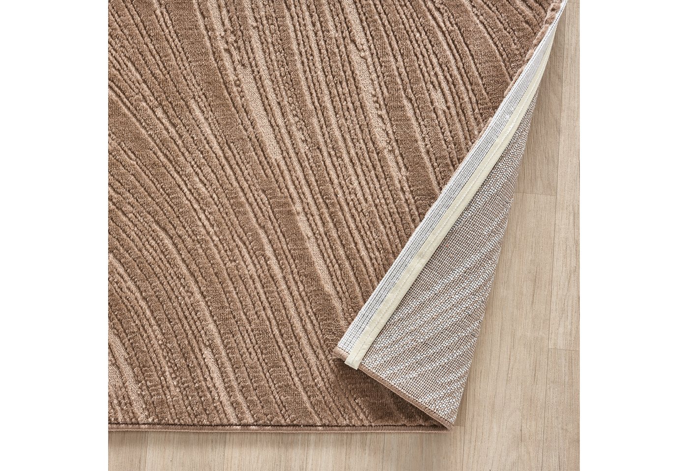 Vimoda Teppich Boho Design Unifarbe Hoch-Tief-Effekt, Rechteckig, Höhe: 6 mm, Teppich 3D Hoch-Tief-Effekt Modern für Esszimmer, Flur & Schlafzimmer – Bild 5 von 5