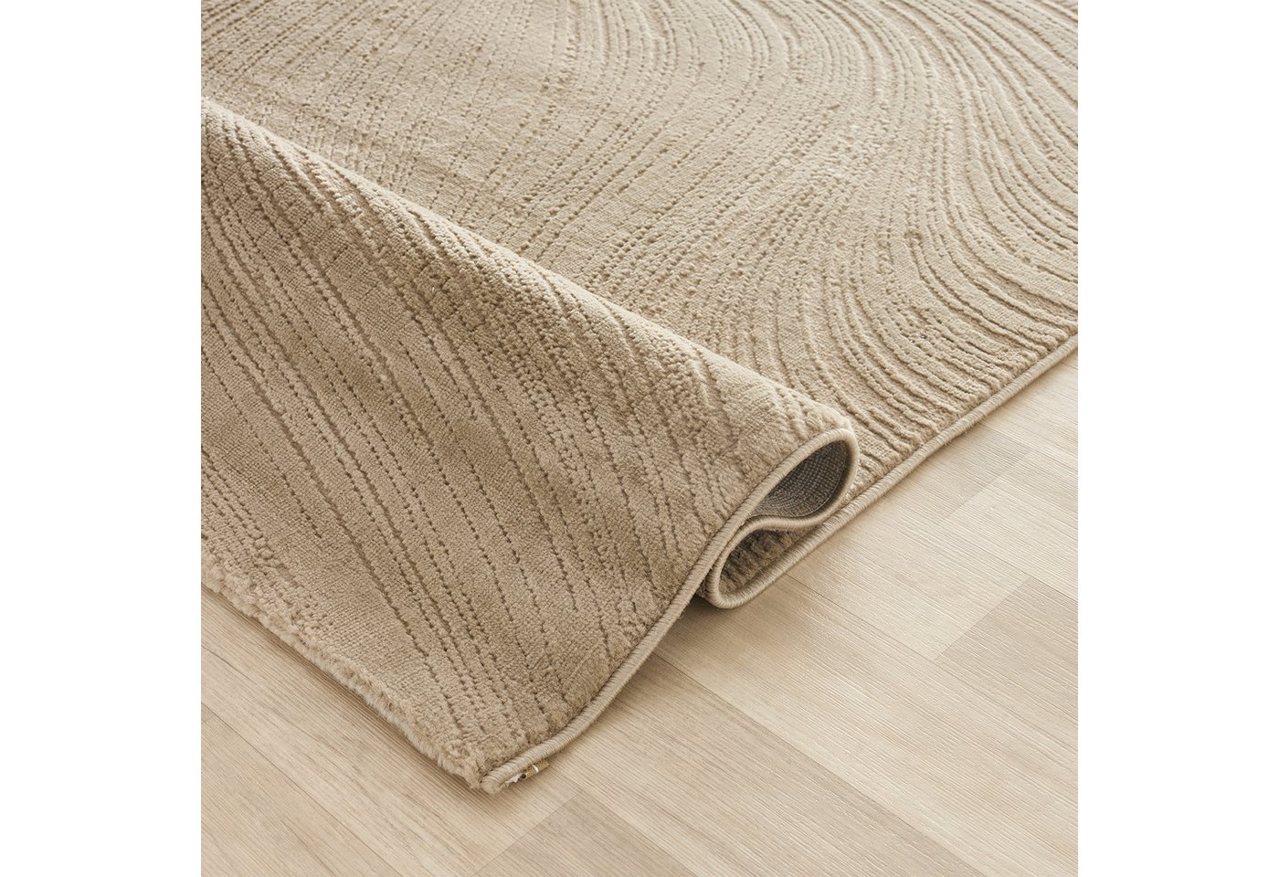 Vimoda Teppich Boho Design Unifarbe Hoch-Tief-Effekt, Rechteckig, Höhe: 6 mm, Teppich 3D Hoch-Tief-Effekt Modern für Esszimmer, Flur & Schlafzimmer – Bild 3 von 5