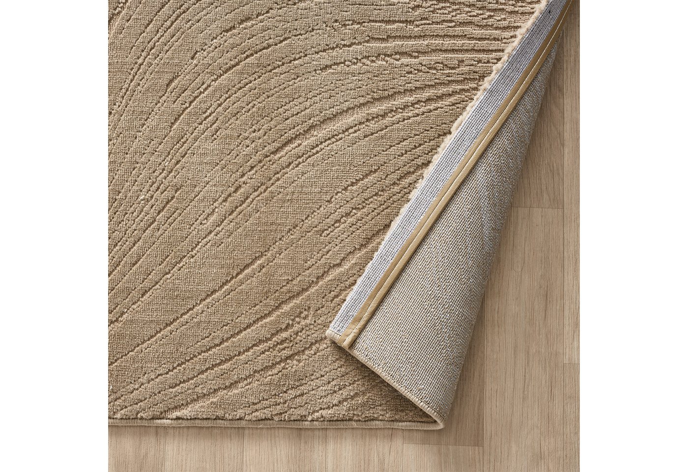 Vimoda Teppich Boho Design Unifarbe Hoch-Tief-Effekt, Rechteckig, Höhe: 6 mm, Teppich 3D Hoch-Tief-Effekt Modern für Esszimmer, Flur & Schlafzimmer – Bild 5 von 5