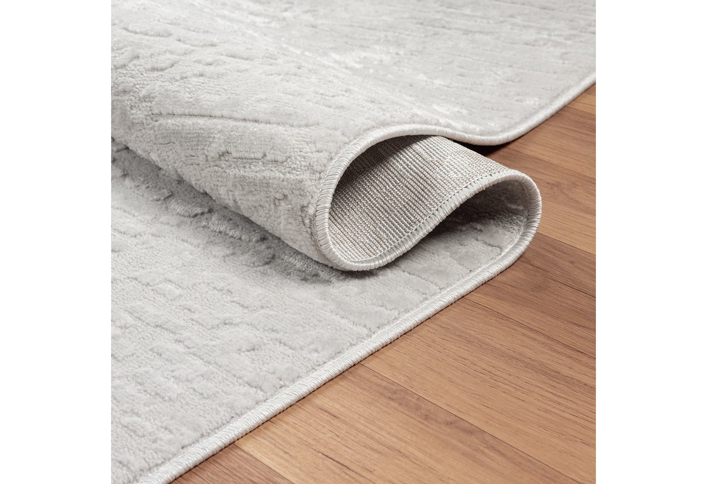 Vimoda Teppich Hoch-Tief Effekt, Gestreifte 3D Muster, Rechteckig, Höhe: 11 mm, Teppich Stein Effekt, uni, Wohnzimmer, Schlafzimmer – Bild 3 von 5