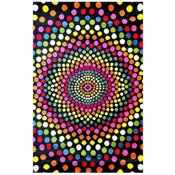 Vimoda Teppich Kurzflor Bunt Teppichwohnzimmer Patchwork Wellen, Rechteckig, Höhe: 12 mm, Läufer Punkte,Farbig, Modern Läufer,Weich,dick