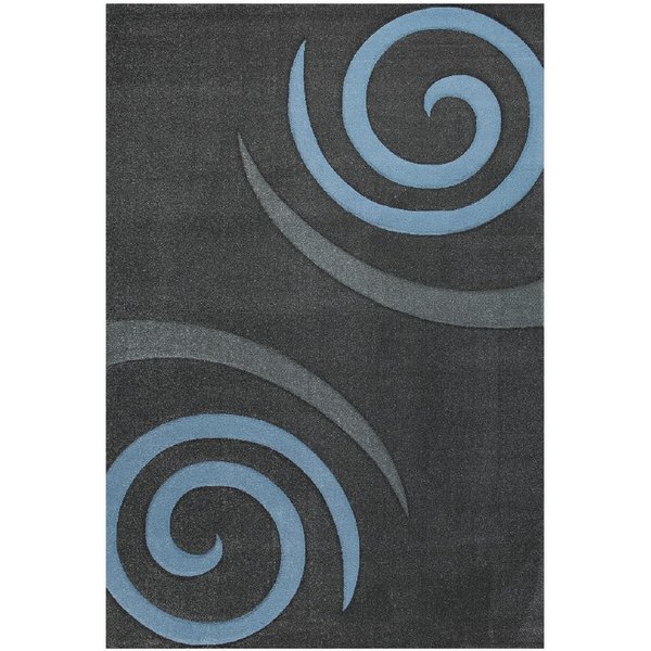 Vimoda Teppich Kurzflor Spiral Muster Blau, Rechteckig, Höhe: 13 mm, Kreisel Muster Spiral Läufer Konturenschnitt Blau