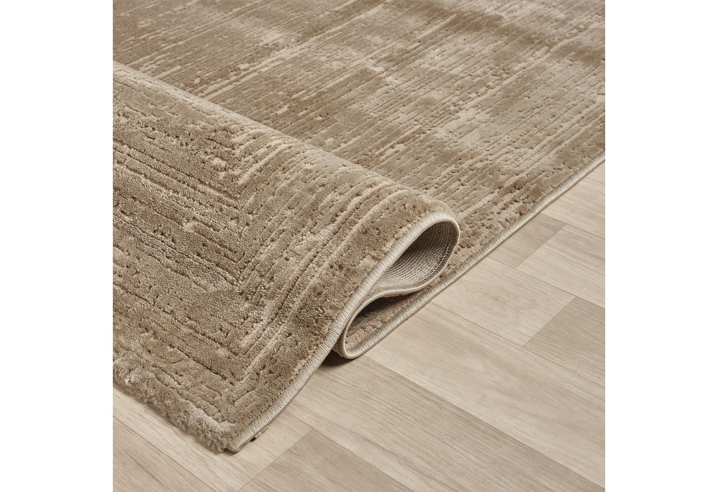 Vimoda Teppich Neuer moderner Premium-Designteppich fürs Wohnzimmer, Rechteckig, Höhe: 11 mm, Teppich Wohnzimmer 3D effekt Boho Einfarbig hoch-tief Bordüre – Bild 3 von 5