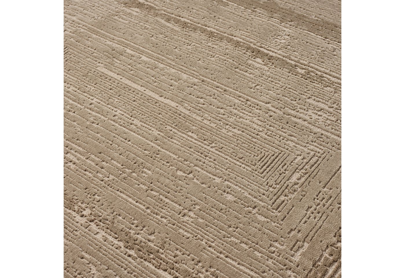 Vimoda Teppich Neuer moderner Premium-Designteppich fürs Wohnzimmer, Rechteckig, Höhe: 11 mm, Teppich Wohnzimmer 3D effekt Boho Einfarbig hoch-tief Bordüre – Bild 5 von 5