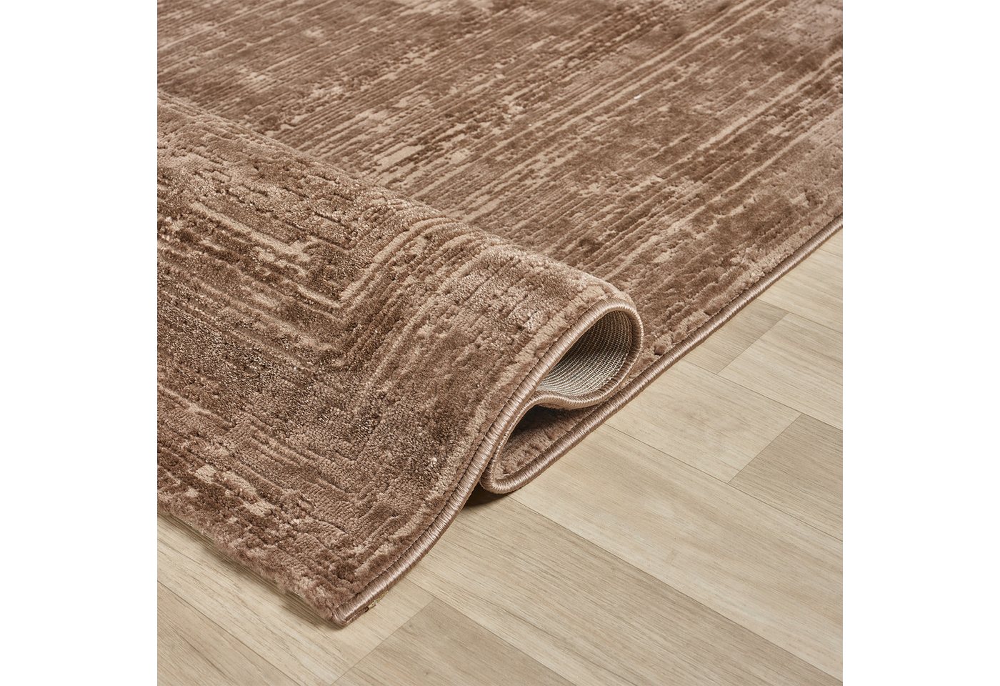 Vimoda Teppich Neuer moderner Premium-Designteppich fürs Wohnzimmer, Rechteckig, Höhe: 11 mm, Teppich Wohnzimmer 3D effekt Boho Einfarbig hoch-tief Bordüre – Bild 3 von 5