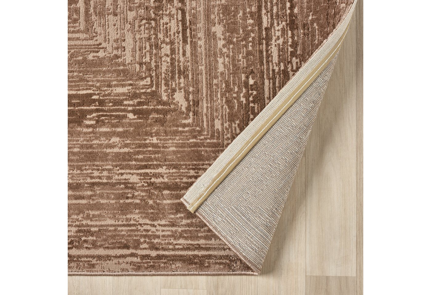 Vimoda Teppich Neuer moderner Premium-Designteppich fürs Wohnzimmer, Rechteckig, Höhe: 11 mm, Teppich Wohnzimmer 3D effekt Boho Einfarbig hoch-tief Bordüre – Bild 4 von 5