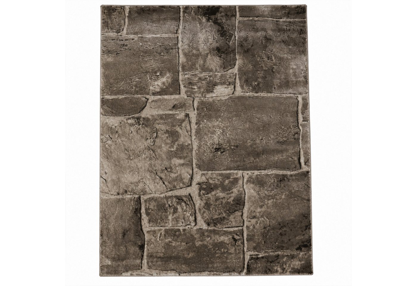 Vimoda Teppich Teppichwohnzimmer Motiv Granit Optik dicht, weich, Rechteckig, Höhe: 11 mm, Läufer Stein Mauer Optik in Beige Braun – Bild 2 von 5