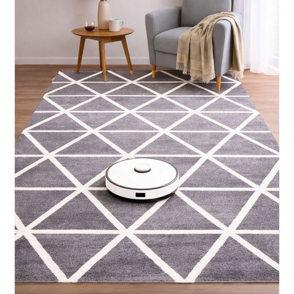 Vimoda Teppich Viva Classic, Wohnzimmer Rauten Motiv, Rechteckig, Höhe: 12 mm, Läufer Wohnzimmer, Schlafzimmer Küche