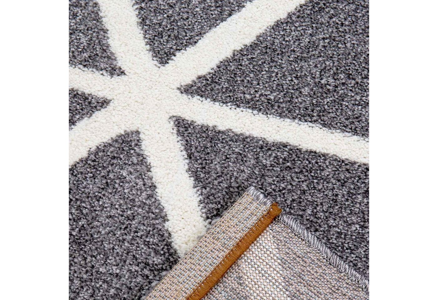 Vimoda Teppich Viva Classic, Wohnzimmer Rauten Motiv, Rechteckig, Höhe: 12 mm, Läufer Wohnzimmer, Schlafzimmer Küche – Bild 4 von 5