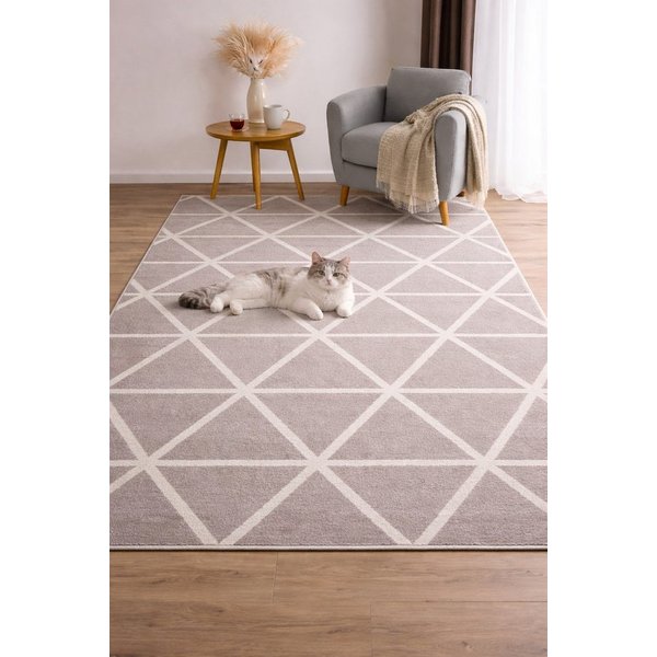 Vimoda Teppich Viva Classic, Wohnzimmer Rauten Motiv, Rechteckig, Höhe: 12 mm, Läufer Wohnzimmer, Schlafzimmer Küche