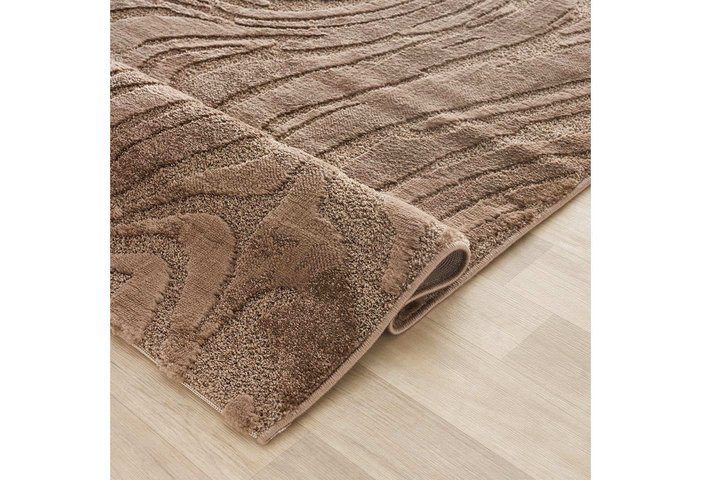 Vimoda Teppich Wellenmuster, modernerer Design, dicht & weich, Rechteckig, Höhe: 11 mm, Uni, Läufer Grau, 3D Effekt, Wohnzimmer, Schlafzimmer – Bild 3 von 5
