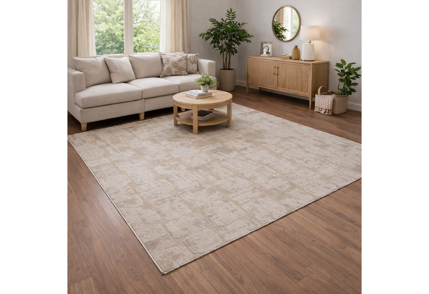 Vimoda Teppich Wohnzimmer COSTA, modern Designteppich 3D Effekt, Rechteckig, Höhe: 11 mm, premium Rechteck Muster hoch-tief Kurzflor weich, Boho Einfarbig – Bild 3 von 5