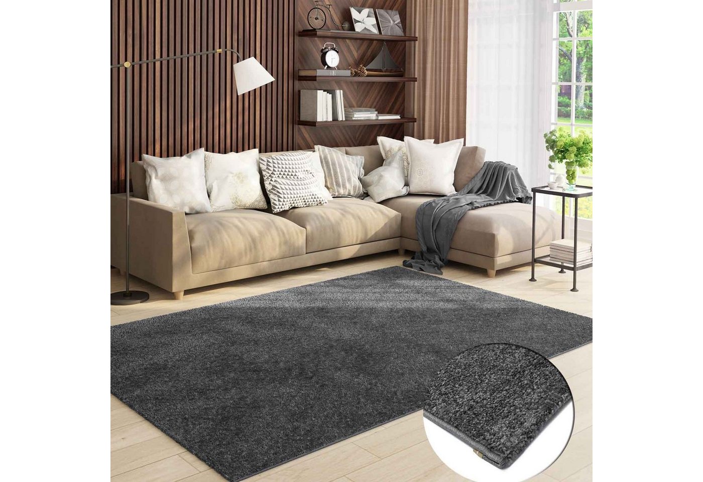Vimoda Teppich Teppich Wohnzimmer Kurzflor, Rechteckig, Höhe: 8 mm, Teppich Einfarbig weich gewebt, Modern, in Versch. Größen & Farben – Bild 4 von 5
