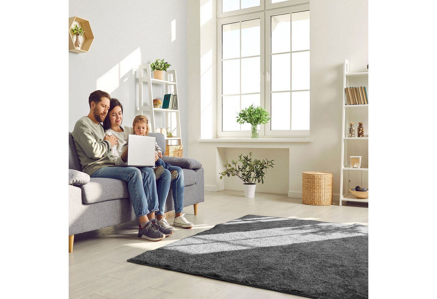Vimoda Teppich Teppich Wohnzimmer Kurzflor, Rechteckig, Höhe: 8 mm, Teppich Einfarbig weich gewebt, Modern, in Versch. Größen & Farben – Bild 5 von 5