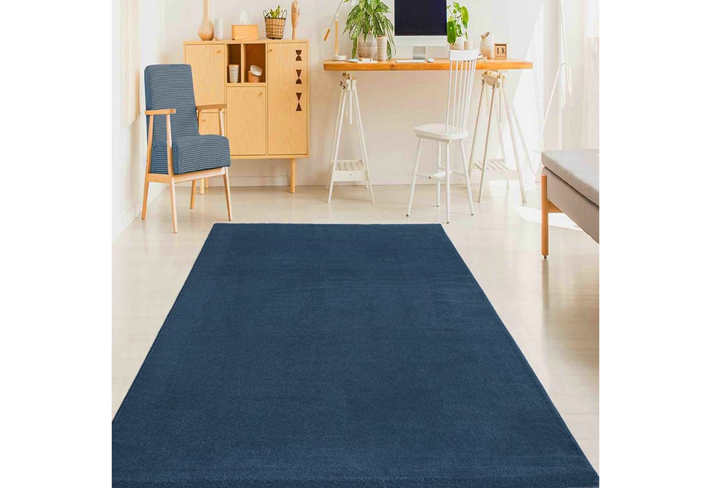 Vimoda Teppich Teppich Wohnzimmer Kurzflor, Rechteckig, Höhe: 8 mm, Teppich Einfarbig weich gewebt, Modern, in Versch. Größen & Farben – Bild 4 von 5