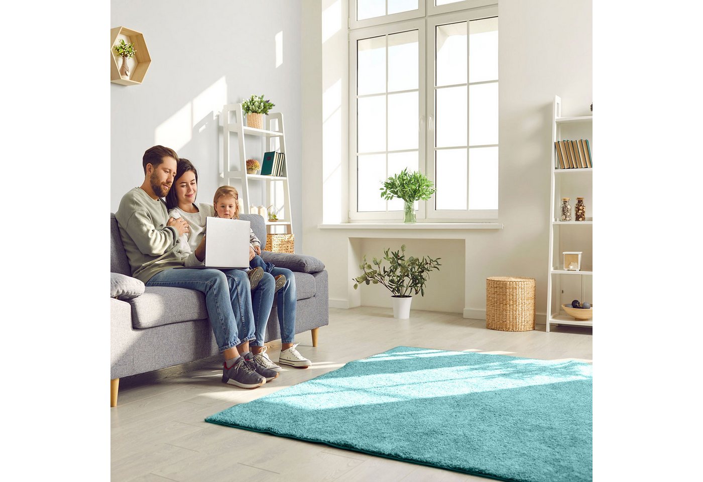 Vimoda Teppich Teppich Wohnzimmer Kurzflor, Rechteckig, Höhe: 8 mm, Teppich Einfarbig weich gewebt, Modern, in Versch. Größen & Farben – Bild 4 von 5