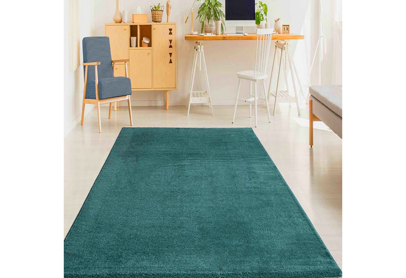Vimoda Teppich Teppich Wohnzimmer Kurzflor, Rechteckig, Höhe: 8 mm, Teppich Einfarbig weich gewebt, Modern, in Versch. Größen & Farben – Bild 5 von 5