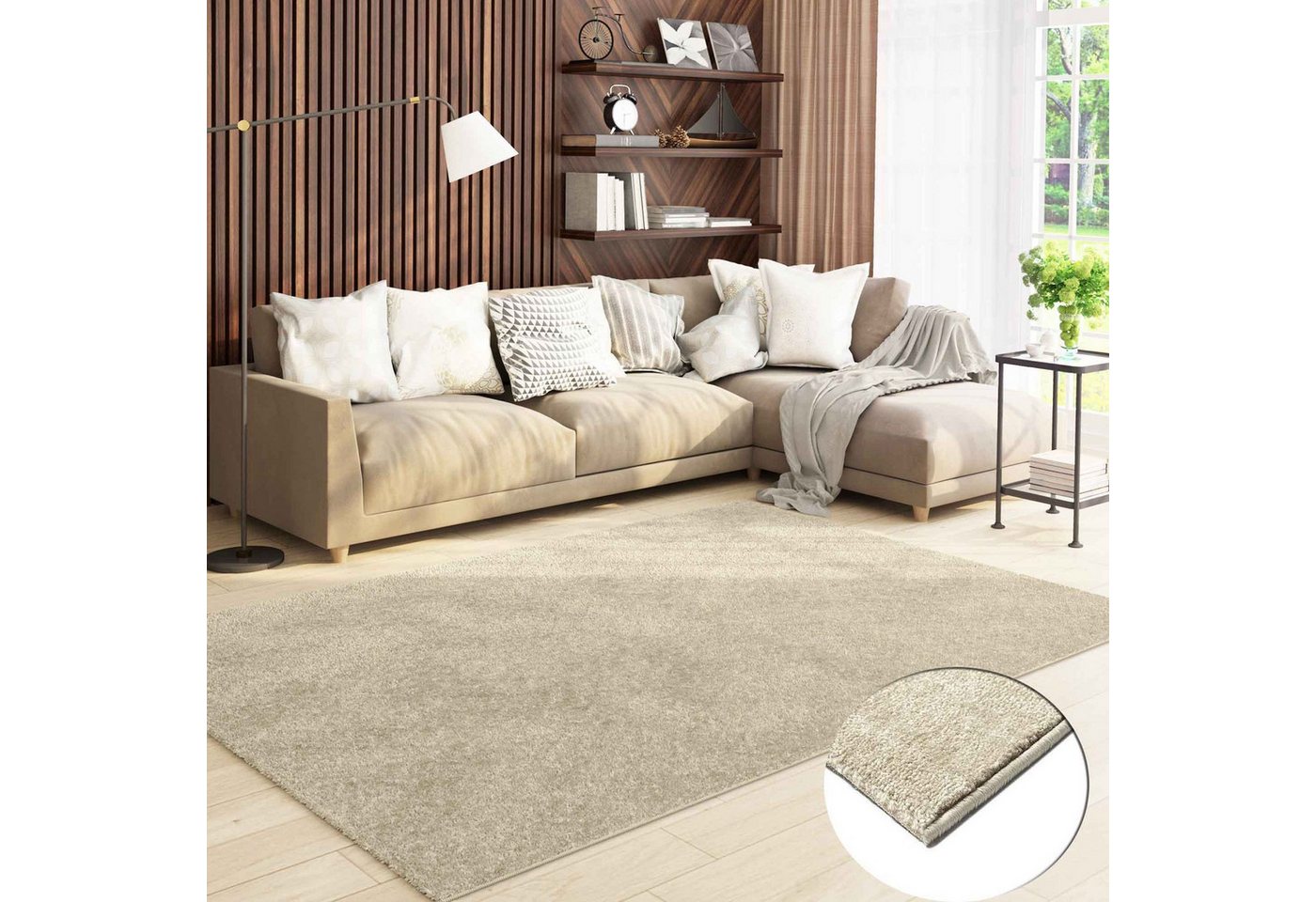 Vimoda Teppich Teppich Wohnzimmer Kurzflor, Rechteckig, Höhe: 8 mm, Teppich Einfarbig weich gewebt, Modern, in Versch. Größen & Farben – Bild 4 von 5