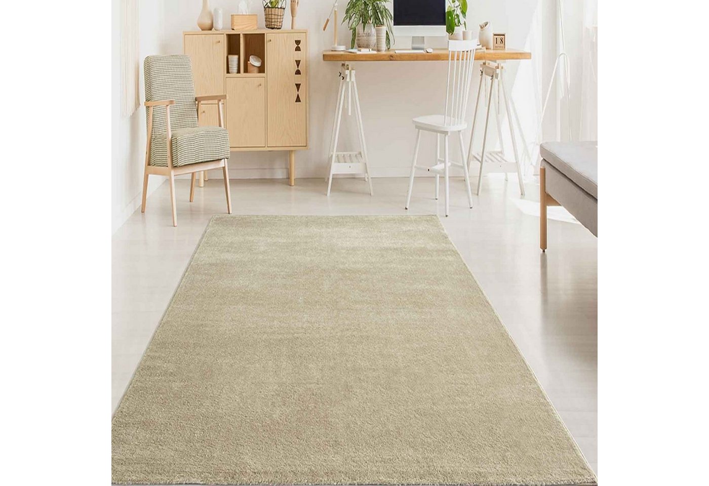 Vimoda Teppich Teppich Wohnzimmer Kurzflor, Rechteckig, Höhe: 8 mm, Teppich Einfarbig weich gewebt, Modern, in Versch. Größen & Farben – Bild 5 von 5