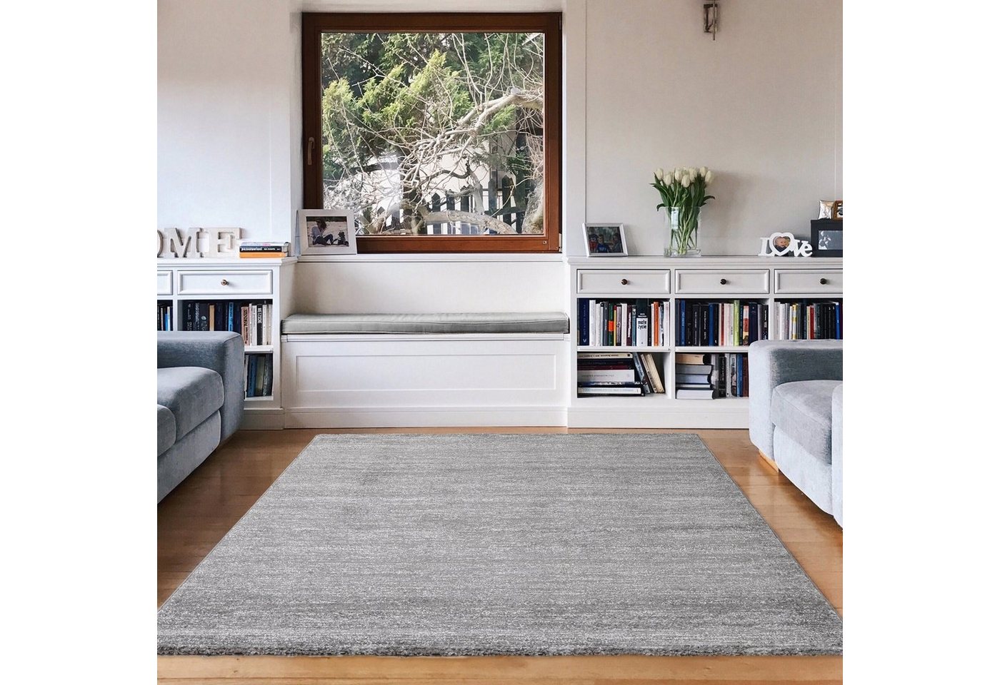 Vimoda Teppich Wohnzimmer Modern Meliert fürs, Schlafzimmer, Flur, Kinderzimmer, Rechteckig, Höhe: 10 mm, meliert & dicht Einfarbig Läufer – Bild 2 von 5