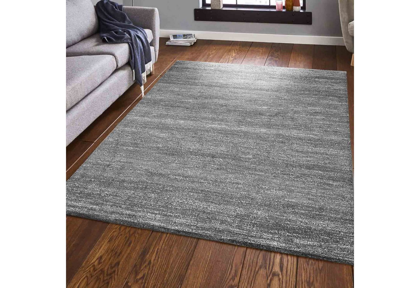 Vimoda Teppich Wohnzimmer Modern Meliert fürs, Schlafzimmer, Flur, Kinderzimmer, Rechteckig, Höhe: 10 mm, meliert & dicht Einfarbig Läufer – Bild 3 von 5
