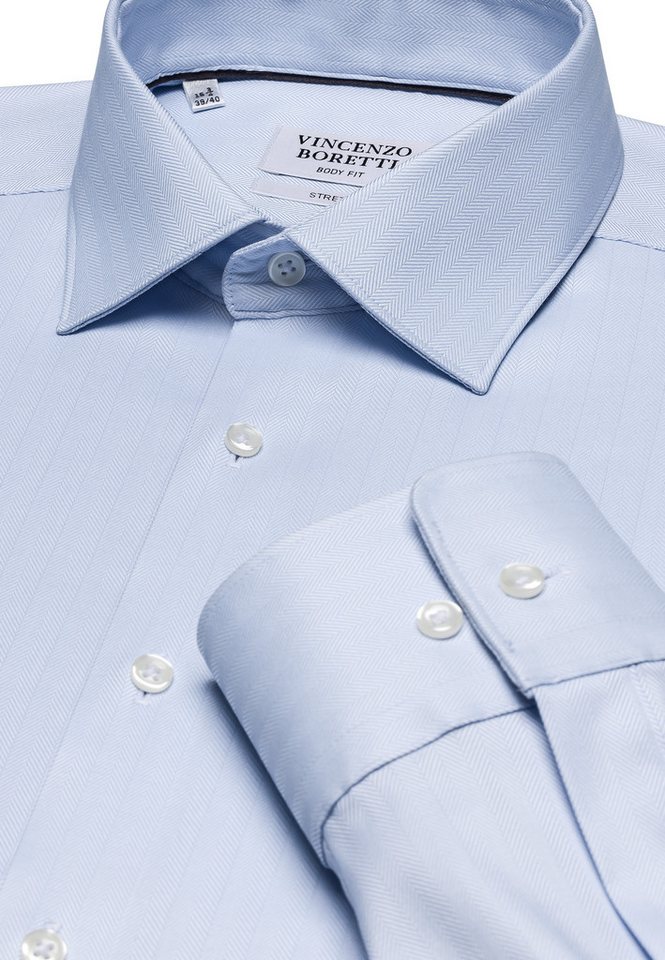 Vincenzo Boretti Businesshemd super tailliert stretch Fischgrat – Bild 2 von 5