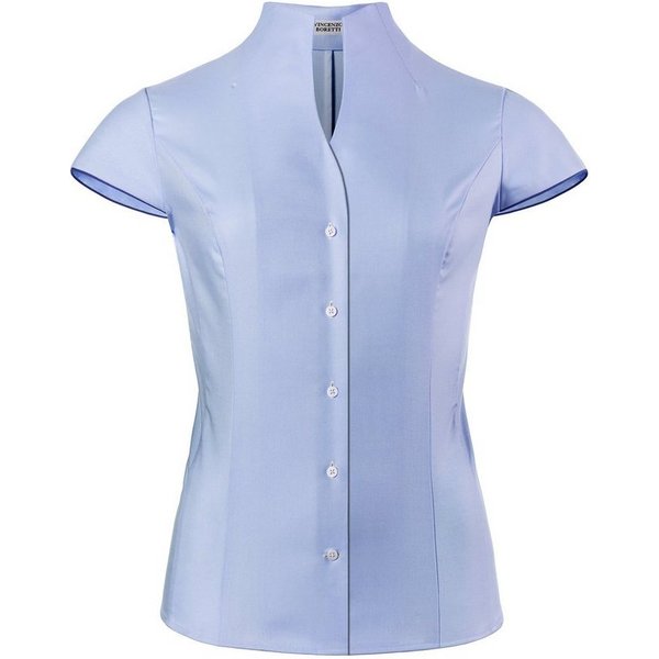 Vincenzo Boretti Klassische Bluse leicht tailliert soft Oxford Kelchkragen Kurzarm