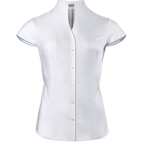 Vincenzo Boretti Klassische Bluse leicht tailliert soft Oxford Kelchkragen Kurzarm
