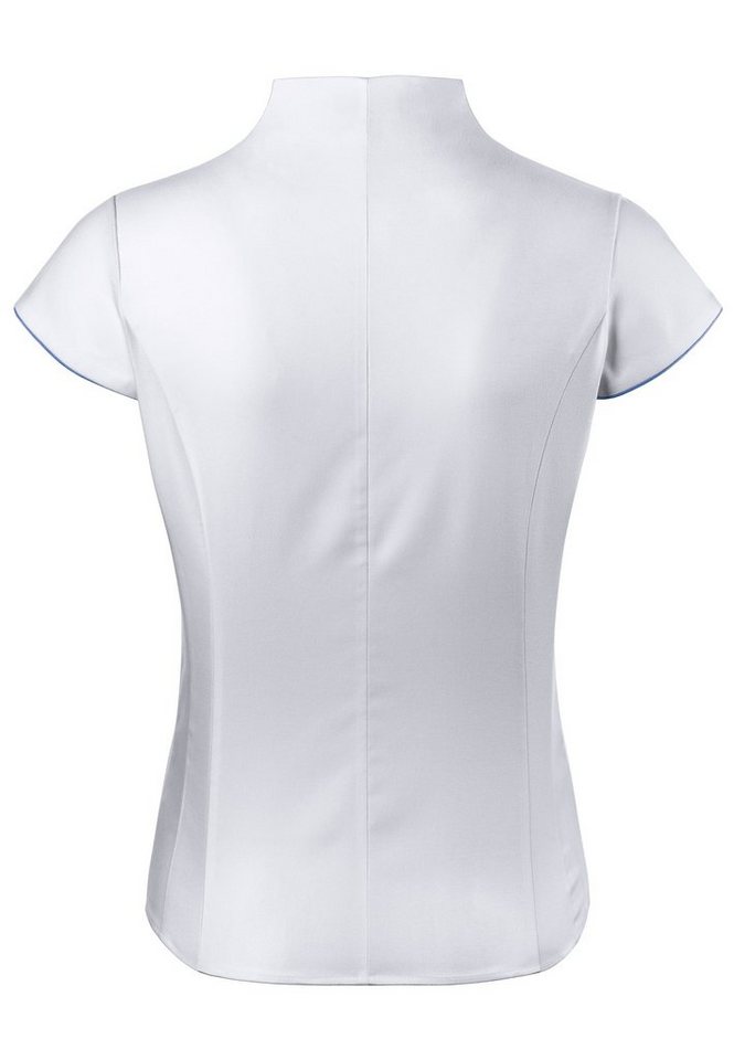 Vincenzo Boretti Klassische Bluse leicht tailliert soft Oxford Kelchkragen Kurzarm – Bild 3 von 3