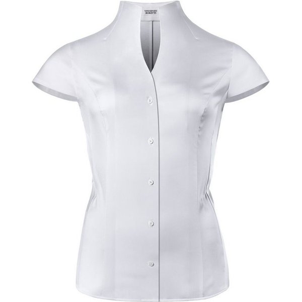 Vincenzo Boretti Klassische Bluse tailliert stretch Kelchkragen Kurzarm