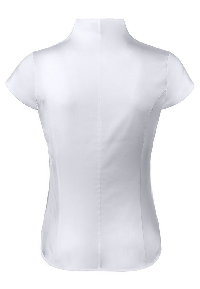 Vincenzo Boretti Klassische Bluse tailliert stretch Kelchkragen Kurzarm – Bild 3 von 3