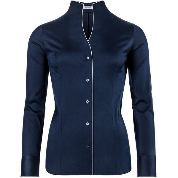 Vincenzo Boretti Klassische Bluse tailliert stretch Kelchkragen
